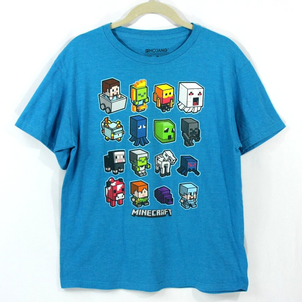 Mojang Jinx Minecraft Official Graphic Cotton Blend T Shirt Tee Teal Boys XL